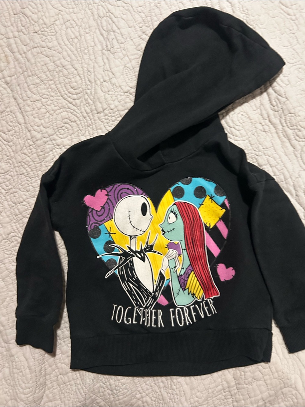 Disney Nightmare Before Christmas Jack & Sally Hoodie Girls 3T Together Forever